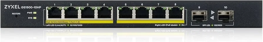 Switch gerenciável Zyxel 1900GP PoE.