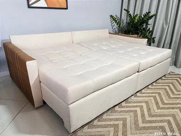 Sofá Cama Monaco Linho 2.20 Estrutura Madeira Maciça - Entrega imediata!  - Foto 3