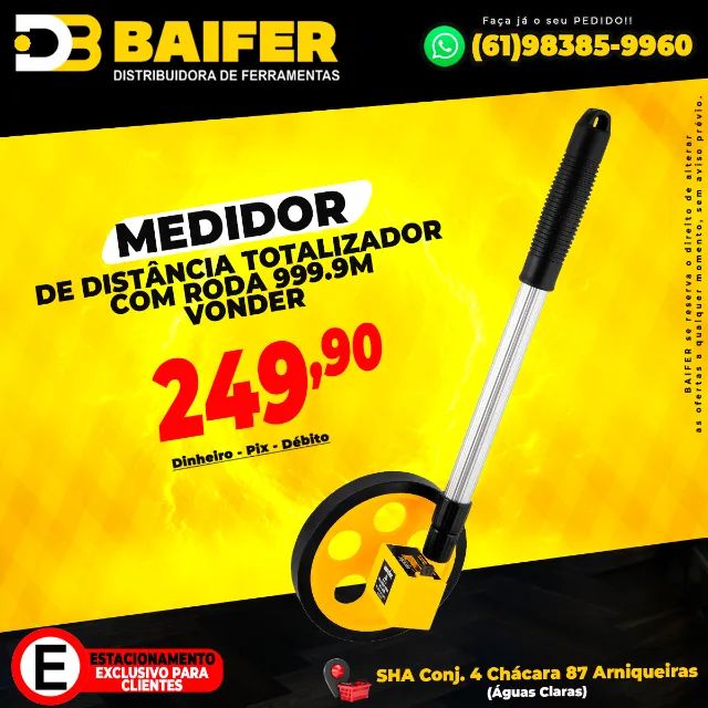 Medidor de Distância Totalizador Com Roda 999.9M Vonder