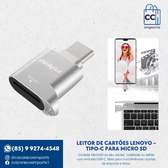 Leitor de Cartões Lenovo - Tipo-C para Micro SD