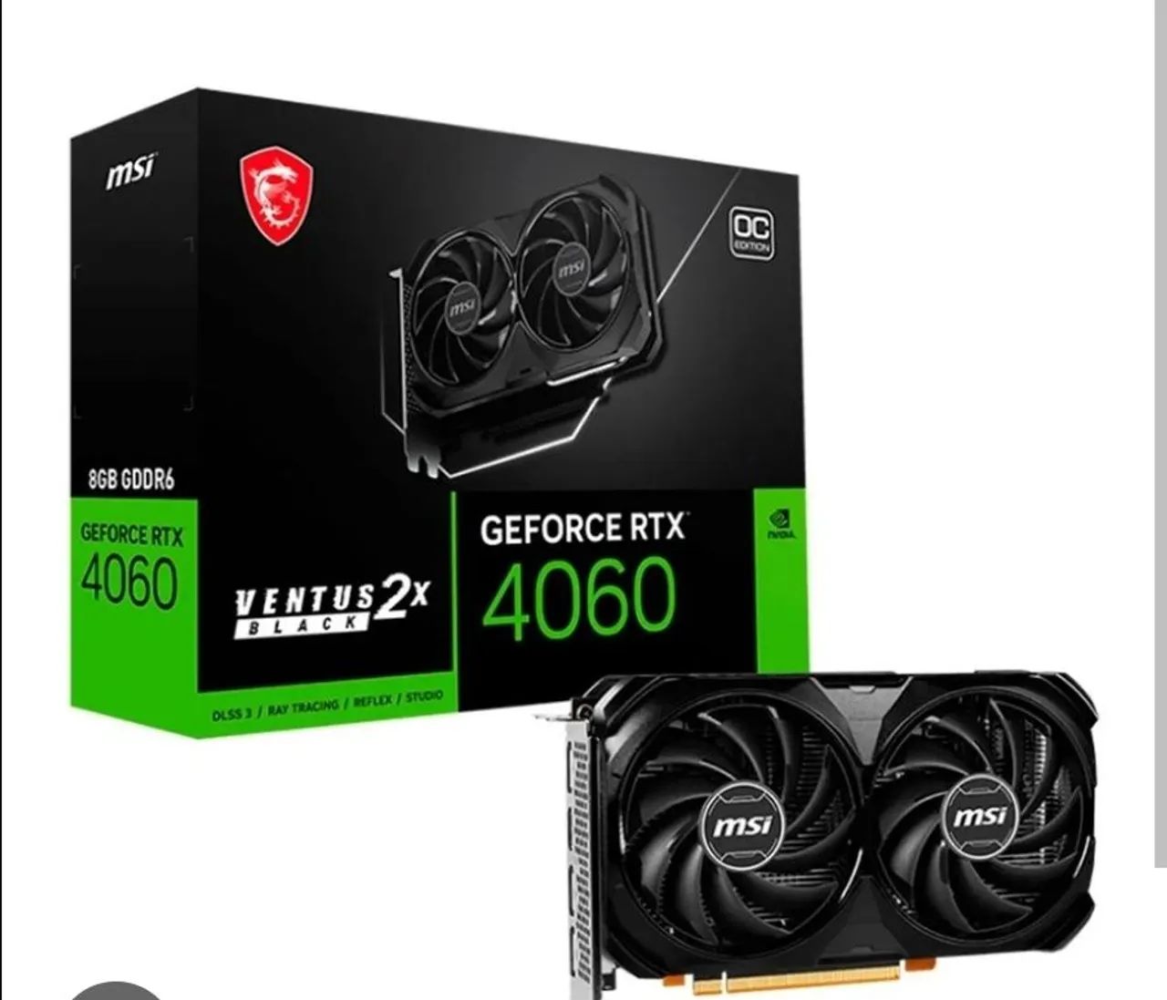 Placa de Vídeo MSI GeForce RTX 4060 Ventus 2X Black 8GB GDDR6