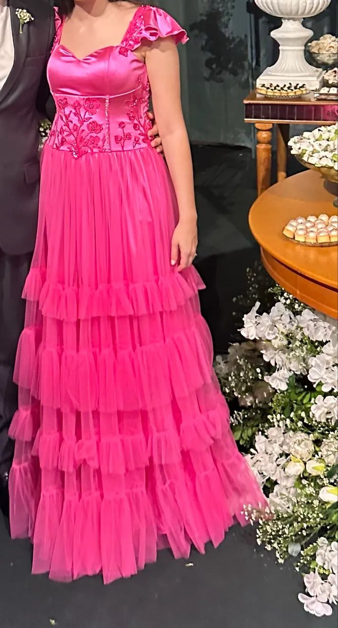 Vestido de festa rosa longo - Foto 5