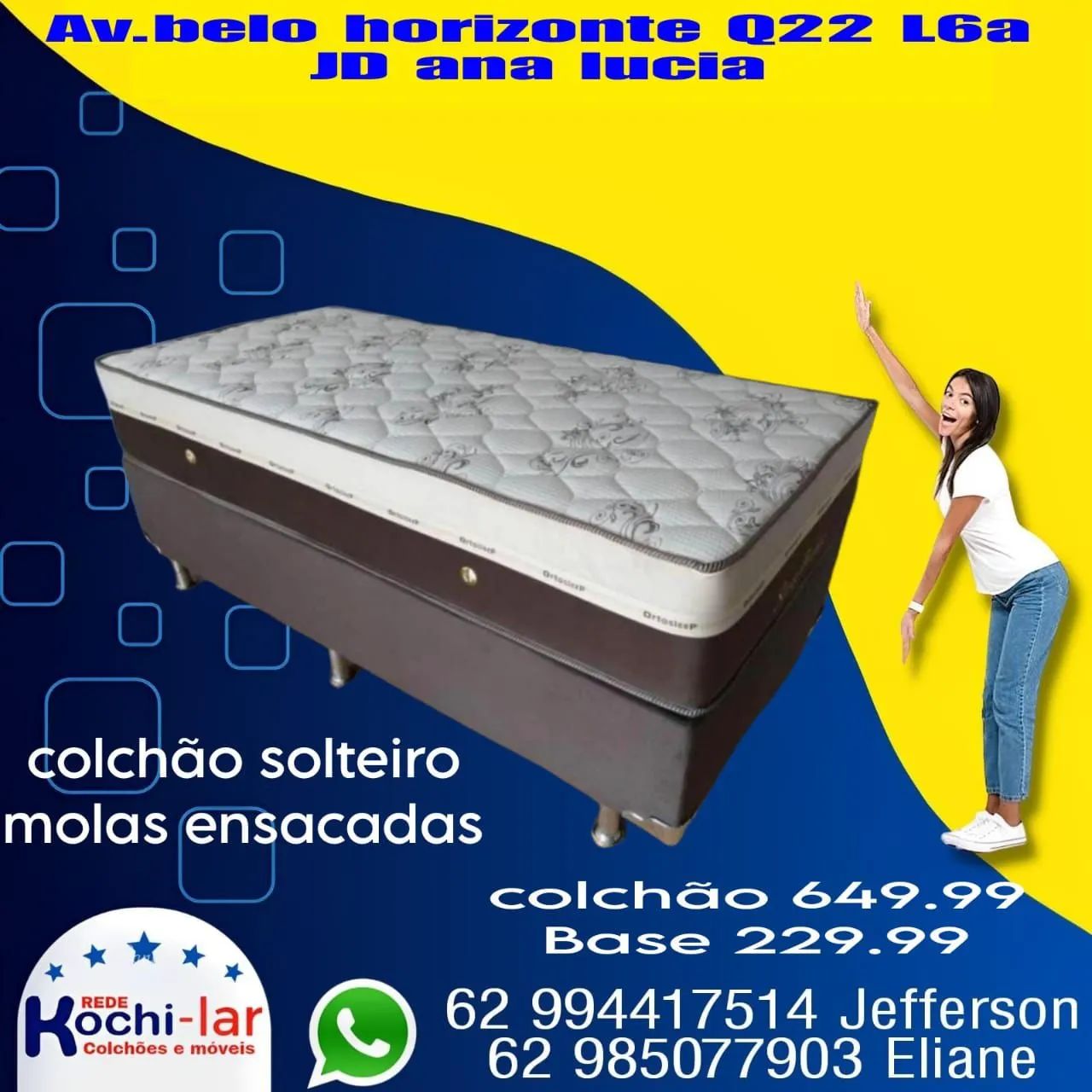 Colchão solteiro de molas ensacadas individualmente 