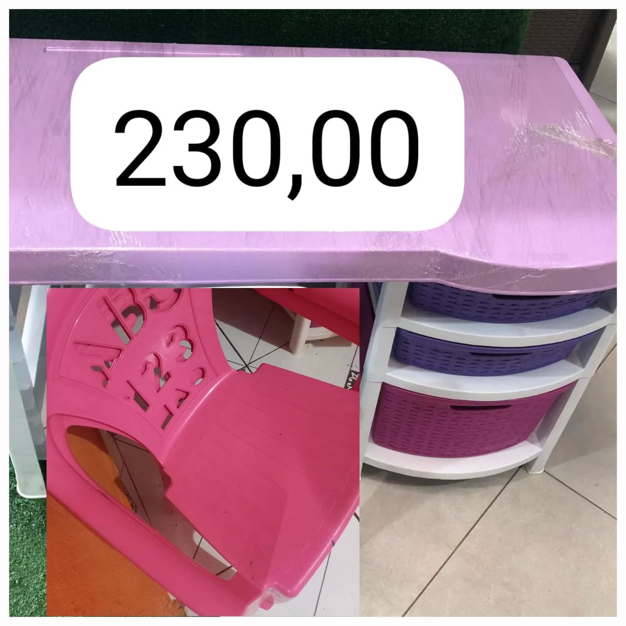 Mesinha infantil com 2 cadeirinhas 