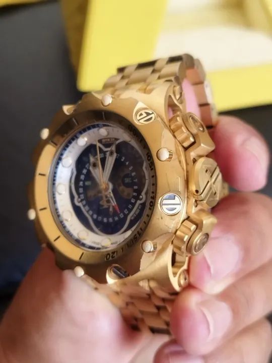 Relógio Invicta dourado masculino - Foto 3