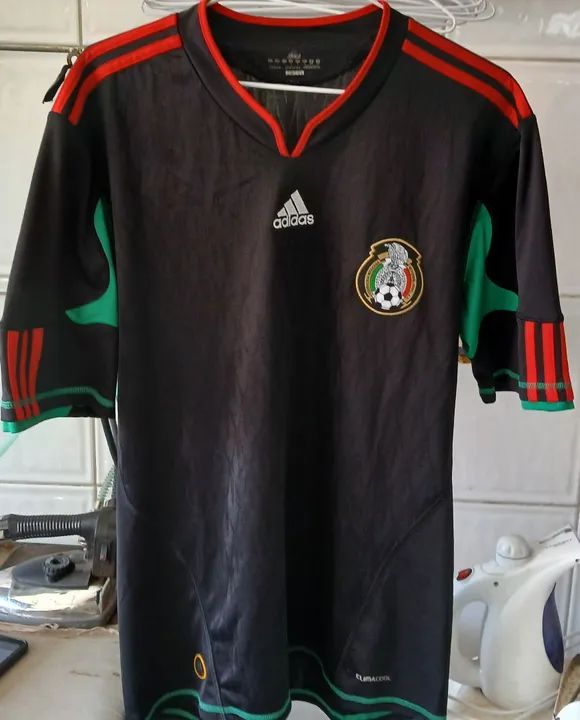 Camisa de Futebol México Adidas Copa 2010 Afica do Sul Preta
