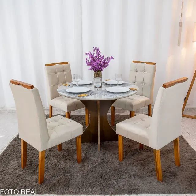 sala mesa de jantar redonda com 4 cadeiras  - Foto 4