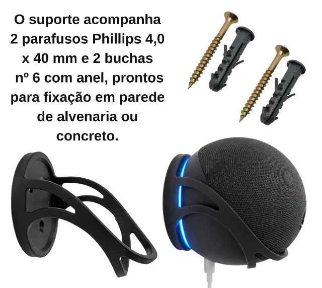 Suporte De Parede Para Alexa Echo Dot 4° E 5° Geração - Foto 4