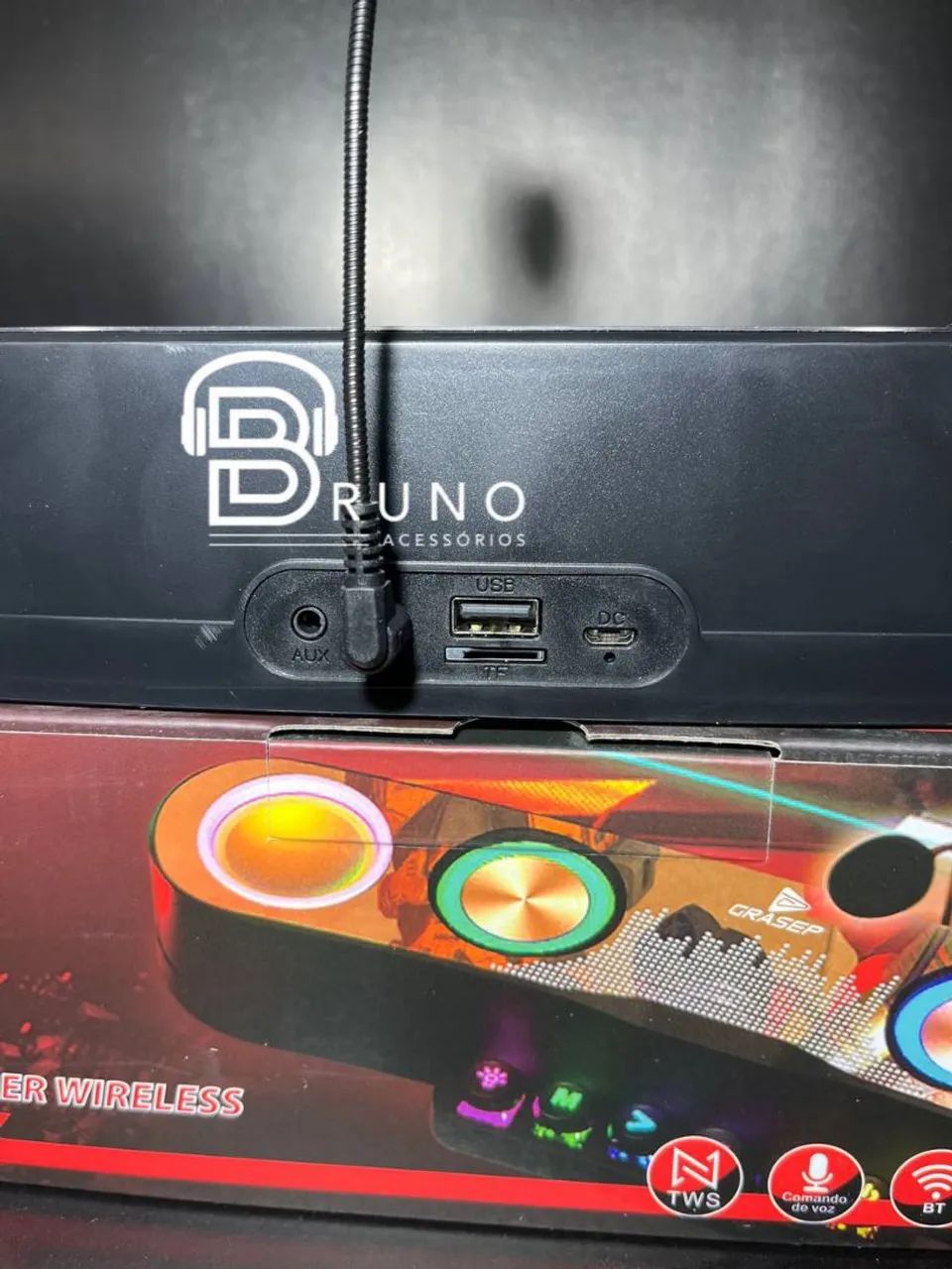 Caixa Som Bluetooth Gamer Pc Rgb Microfone Potente 30w<br> - Foto 5