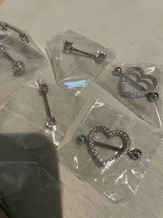 Piercings de seios com strass - 9 peças - Foto 2