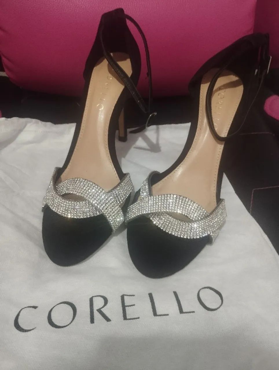 Sandálias Corello Preta com Strass