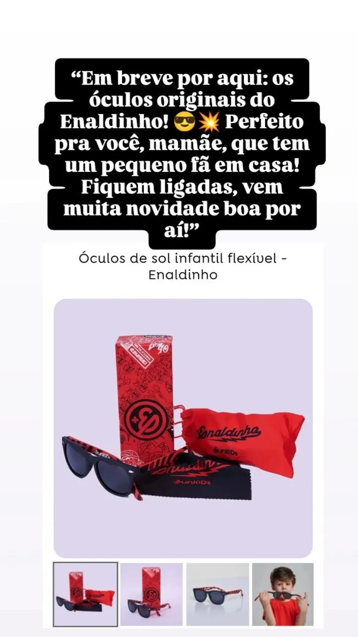 Óculos de sol infantis flexíveis Enaldinho!