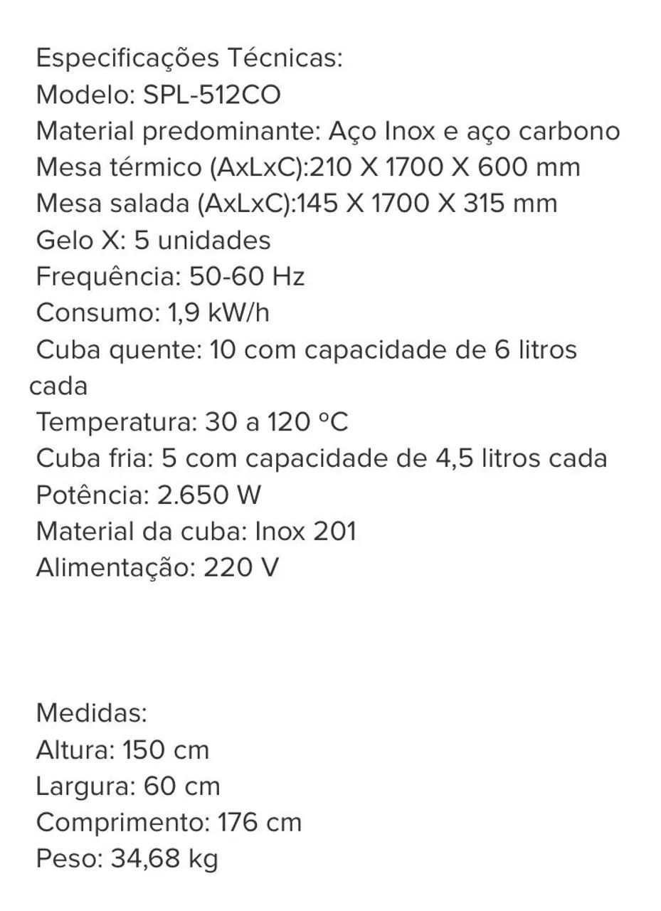 Buffet Combinado Spolu 10 Cubas Quentes 5 Cubas Frias 220v - Foto 5