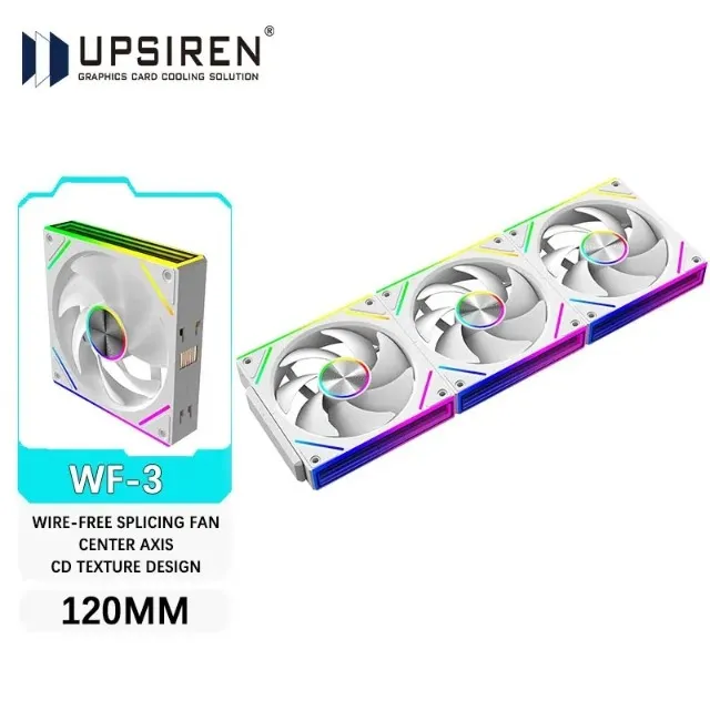 Kit 3 ventoinhas UPSIREN WF-3 120mm Unifan Brancas (estilo Lian Li)