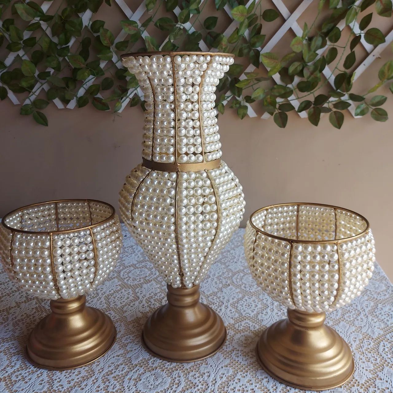 Vasos ferro com pérolas 