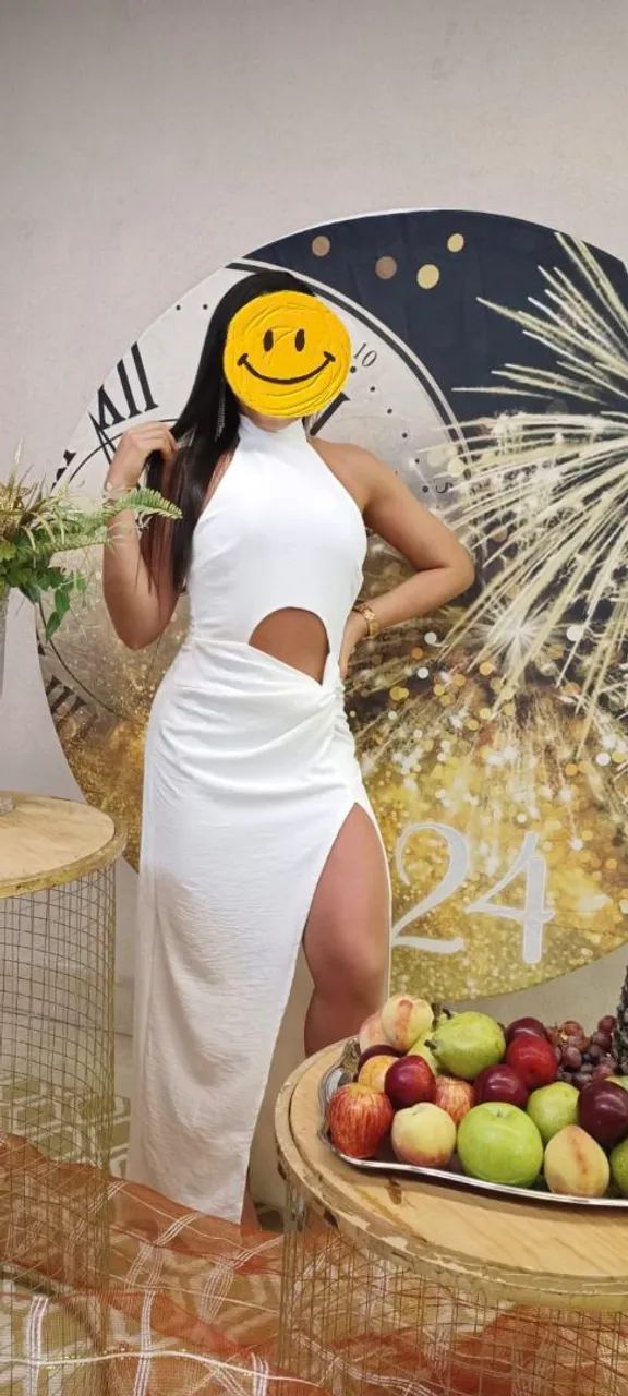 Vestido Longo com Fenda Off White - Foto 2