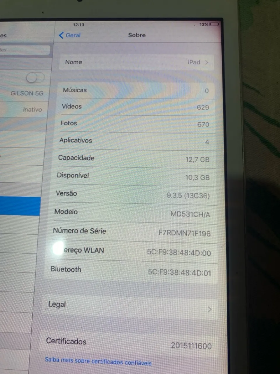 iPad 12gb em ótimo estado, bom para crianças pois só tem 12 Gb de memória