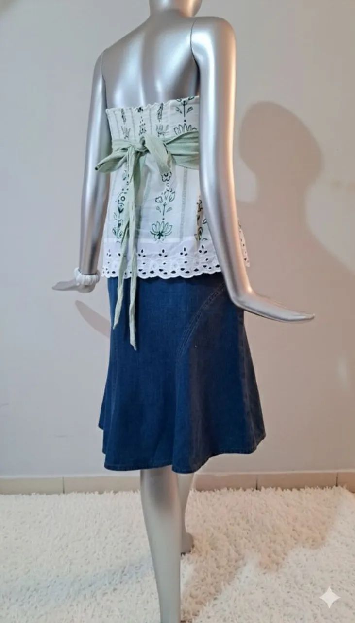 Conjunto saia jeans com tomara que caia tam 38 - Foto 3