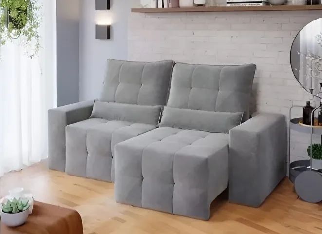 Sofá retratil e reclinavel lisboa grecia cinza
