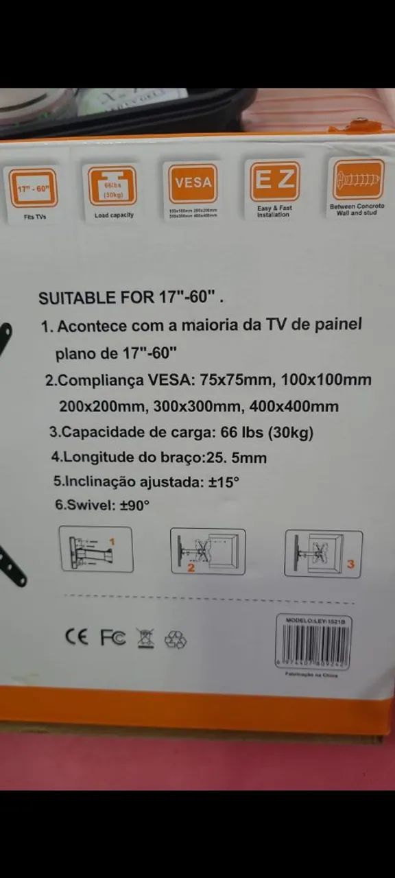 SUPORTE PARA TV DE 17" A 60" ARTICULADO  - Foto 2