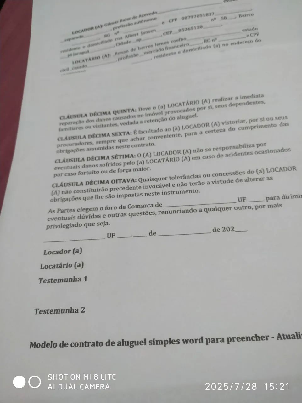 Faço contrato para locação residencial 
