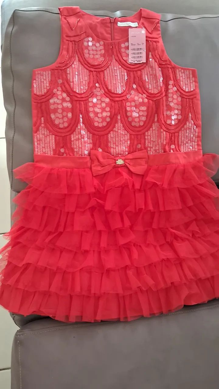 Vestido de Festa Infantil Vermelho - Foto 3