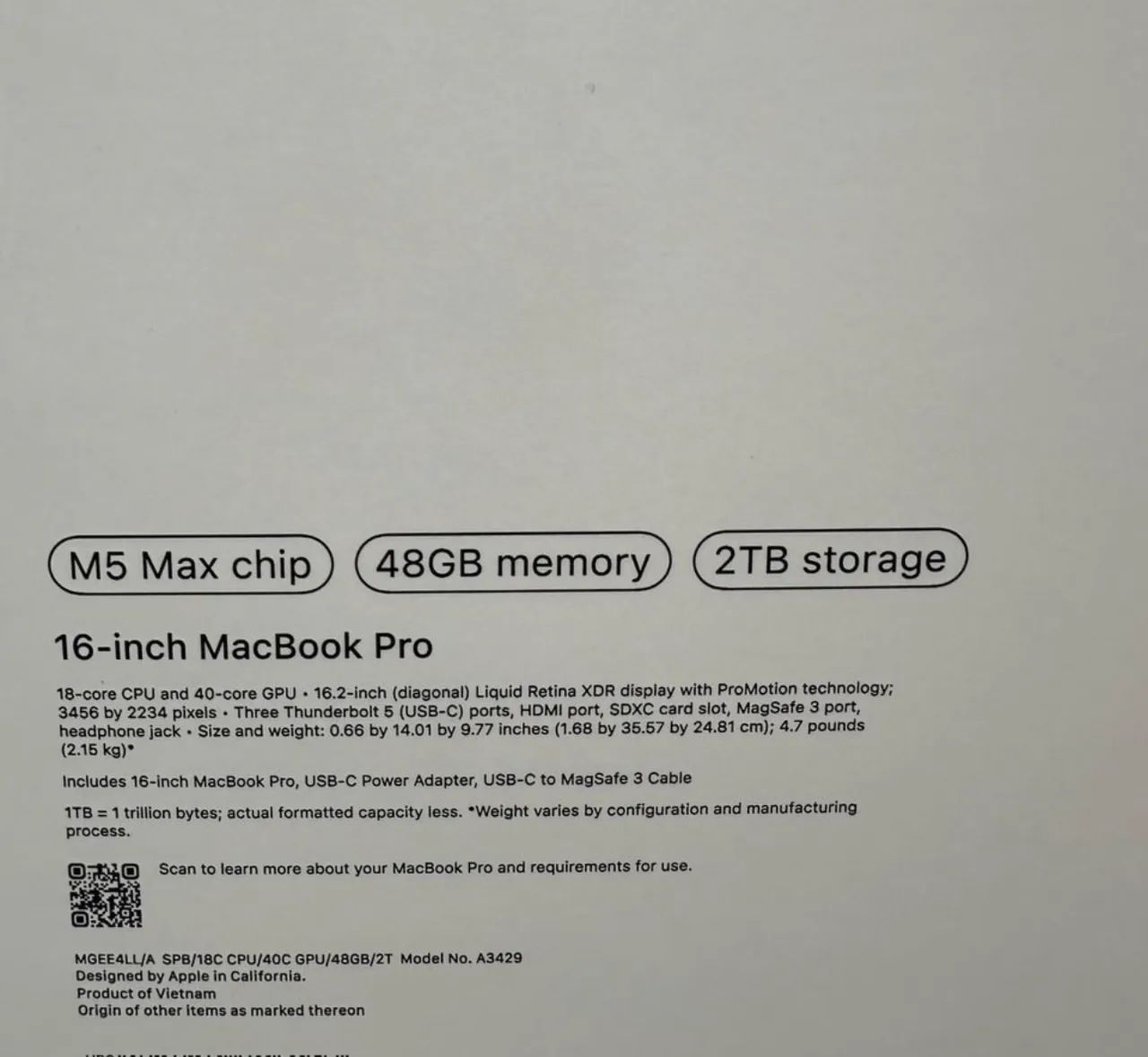 MacBook Pro 16.2 M5 Max 48GB 2TB SSD  - Foto 3