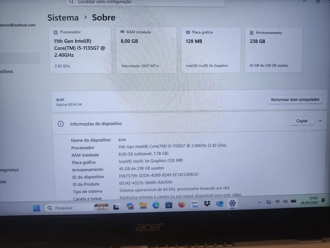 Acer aspire 5 top processador i5 11° geração  - Foto 2