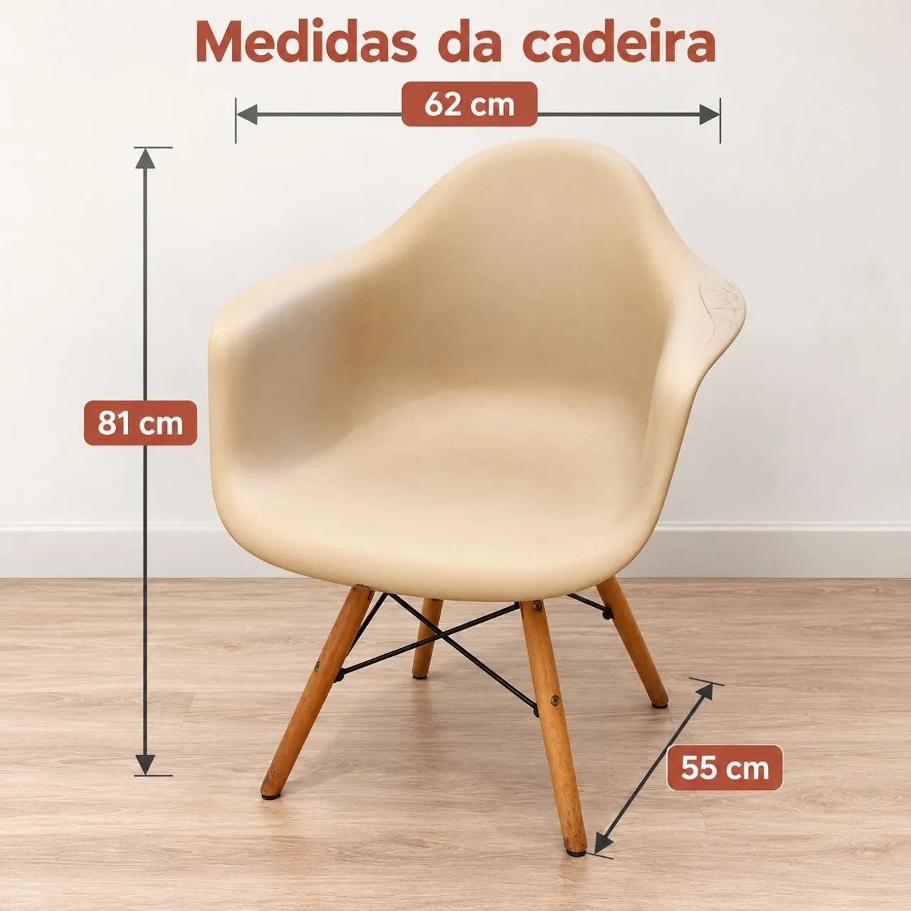 Cadeira Decorativa Estilo Eames com Pés de Madeira - Foto 5