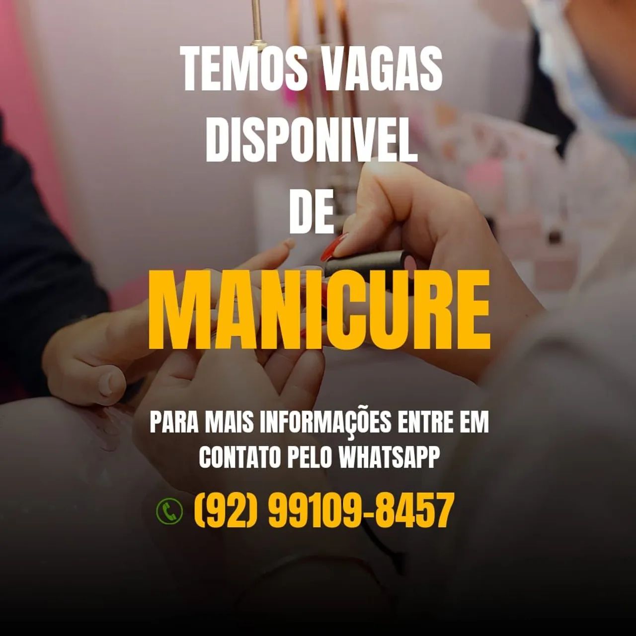 Vaga para manicure cabeleireira depiladora