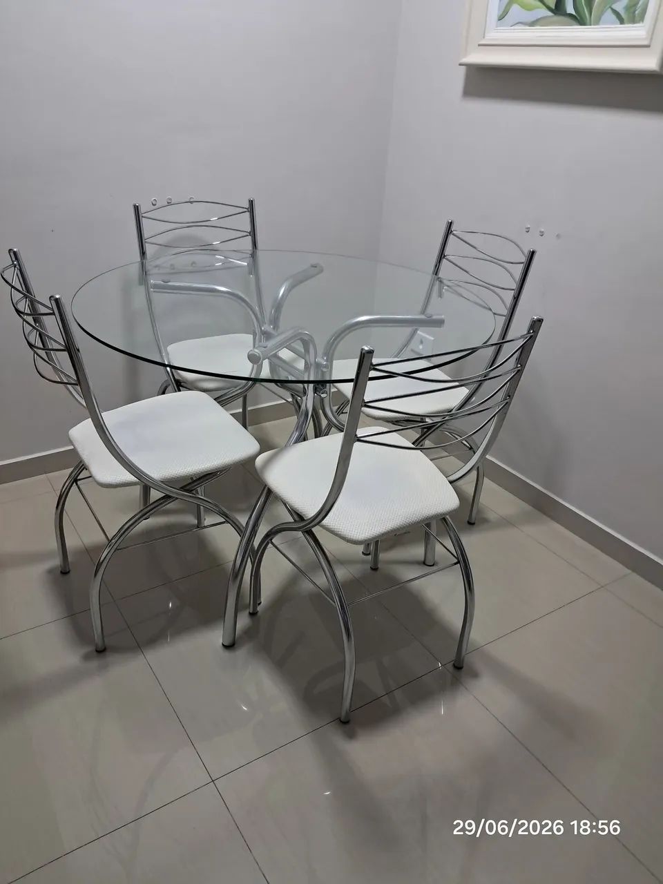 Mesa tampo de vidro  