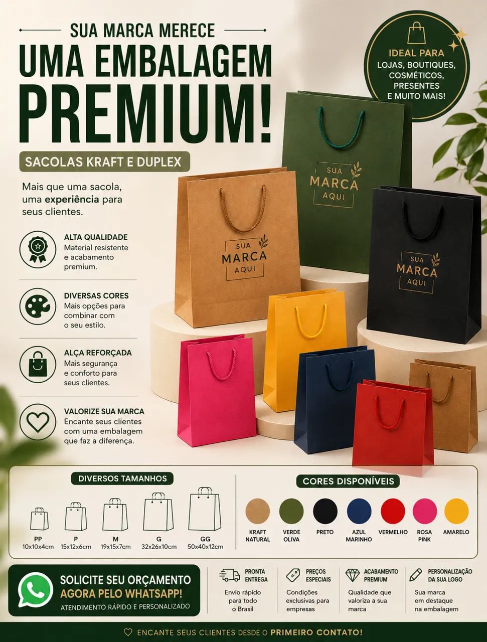 Sacolas com e sem personalização 