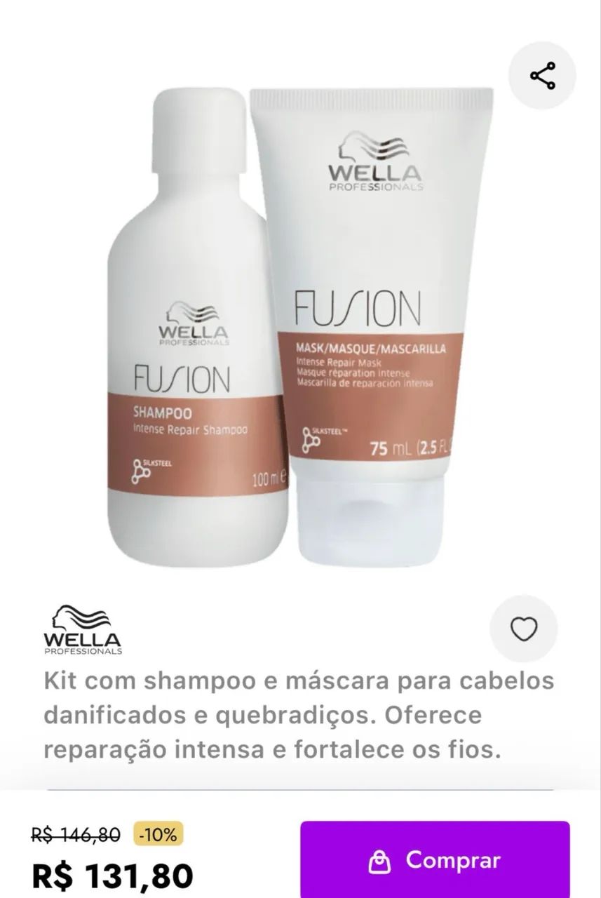 Kit Wella viagem shampoo100ml + condicionador 75ml 