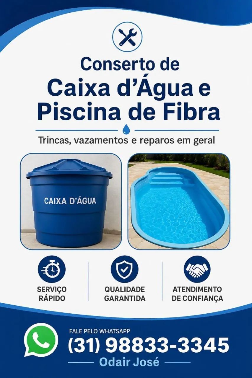 Reparos em caixa d'água e piscina de fibra 