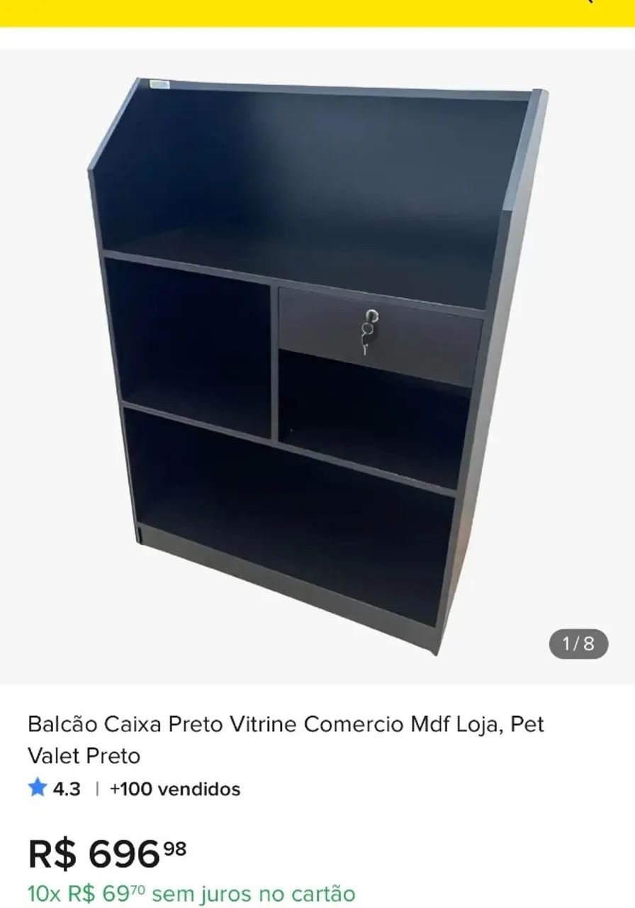 Balcão Caixa Preto MDF