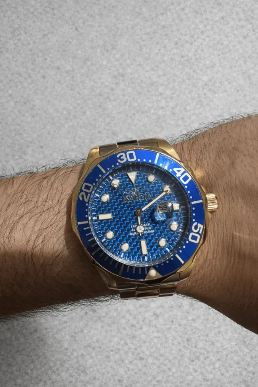 relógio invicta original com caixa, modelo esportivo com mostrador azul texturizado e caix - Foto 2