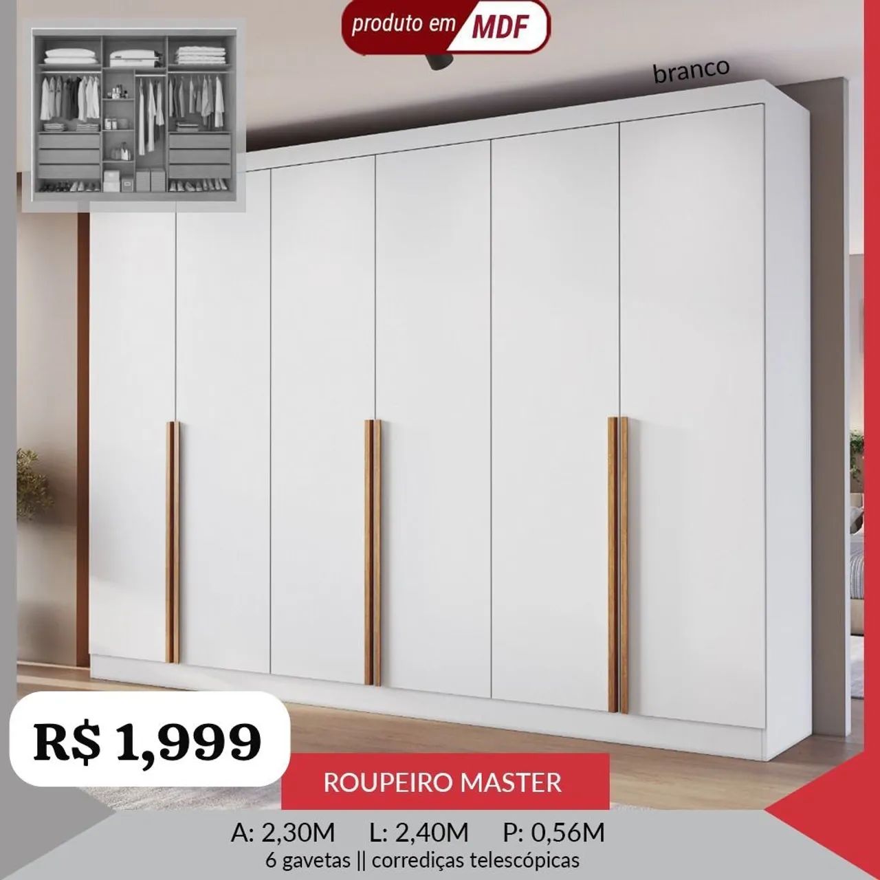 Guarda Roupa Casal 6 portas MDF  - Foto 2