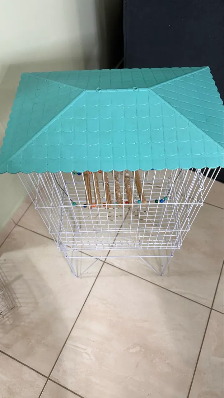 Gaiola para pássaros com suporte e cobertura  - Foto 4
