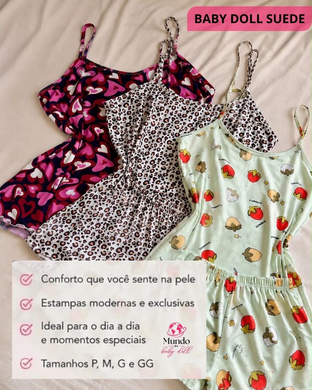 Baby doll e Camisola em SUEDE  - Foto 2
