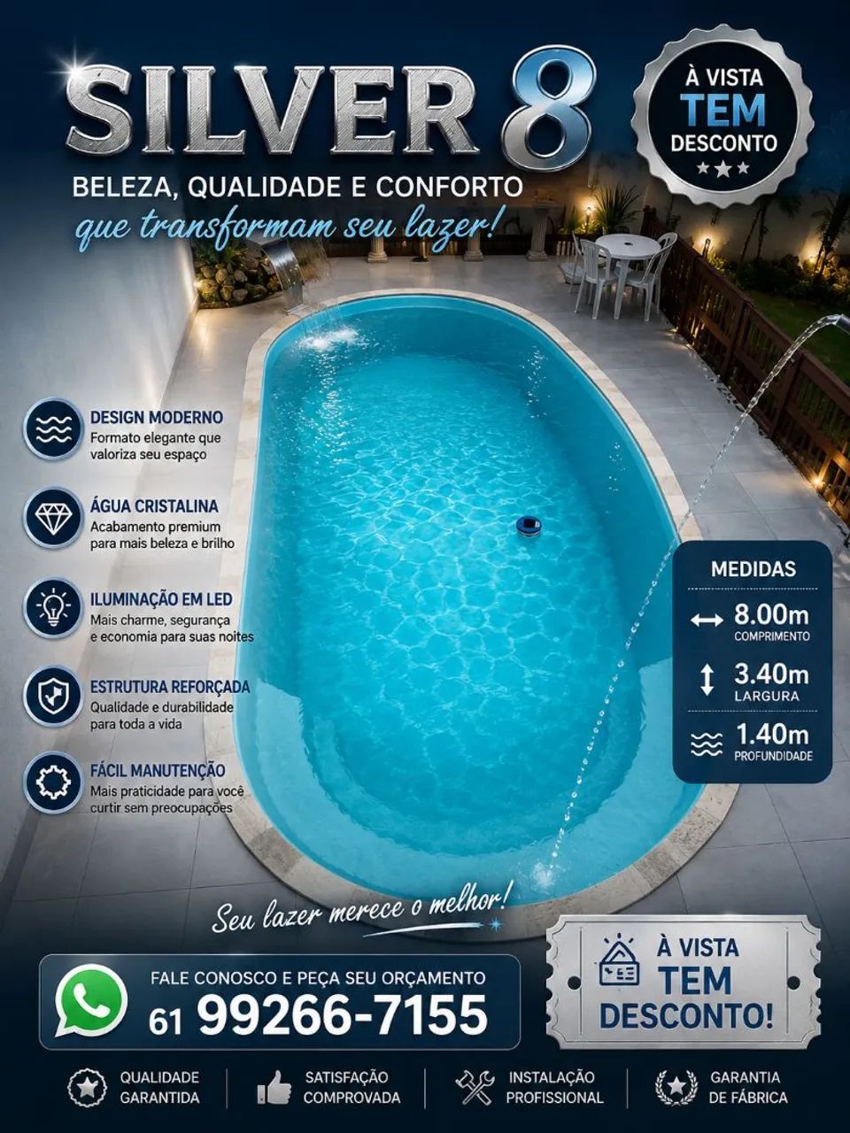 Piscina de 8 metros preço campeão de vendas?