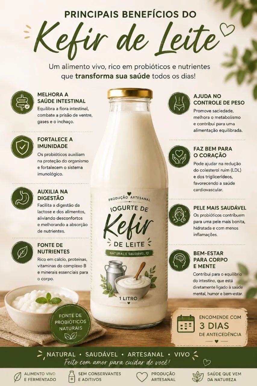 IOGURTE DE KEFIR DE LEITE ARTESANAL - Foto 2