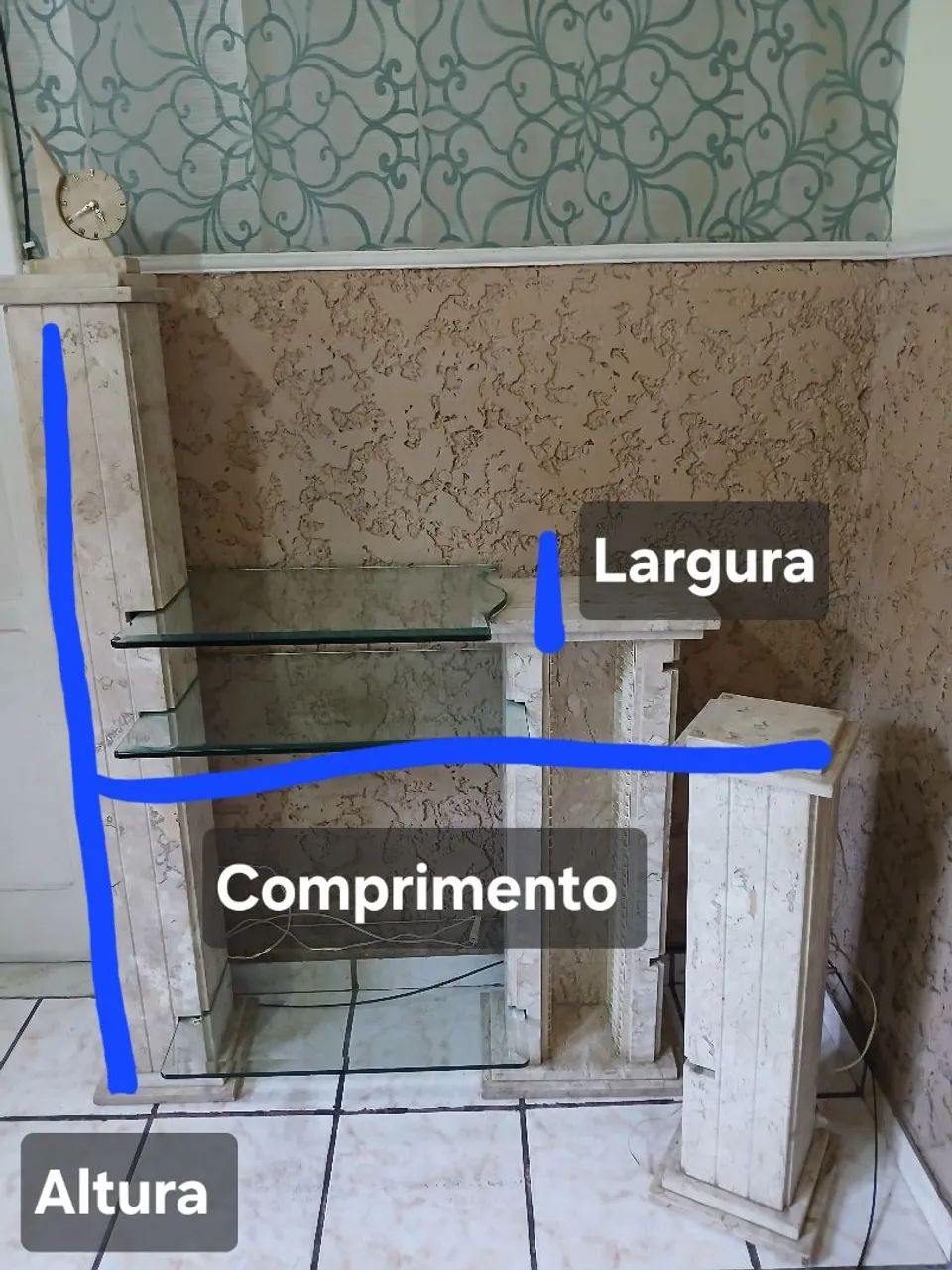 Estante/ Rack de Mármore e Vidro - Foto 2