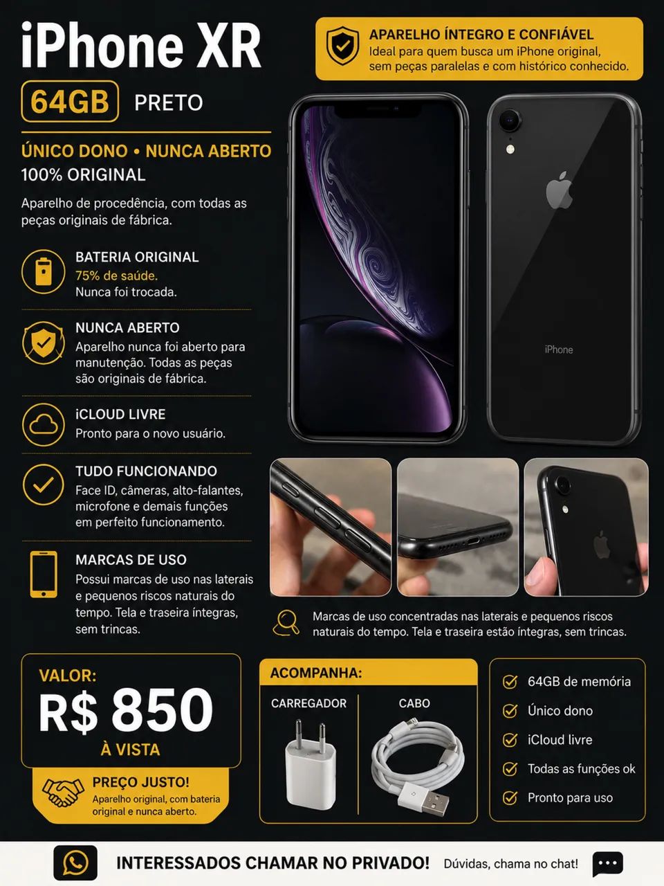 iPhone XR 64gb único dono, todo original. 