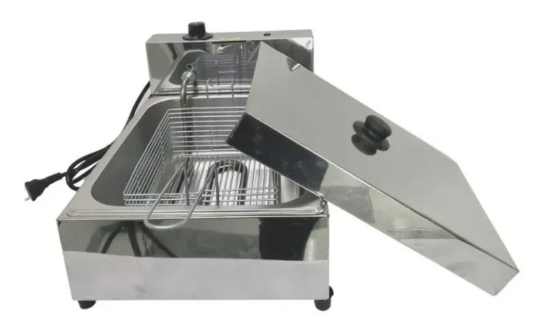 Fritadeira industrial  Profissional 1 Cuba 5L c/ Tampa 5L aço inoxidável - Foto 3