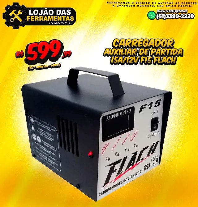 Carregador Auxiliar de Partida 15A/12v F15 Flach