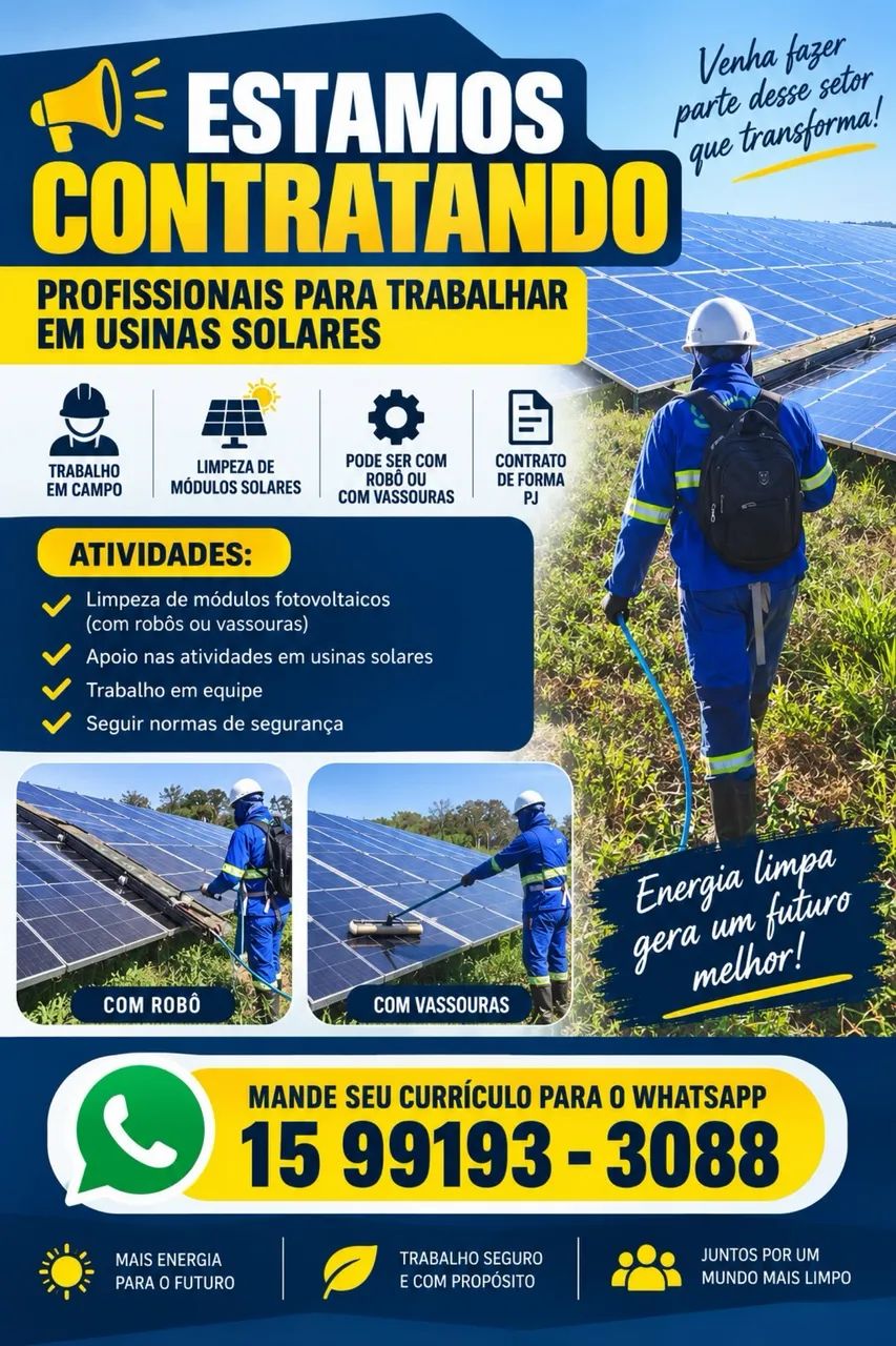 ? OPORTUNIDADE DE TRABALHO - USINAS SOLARES ?