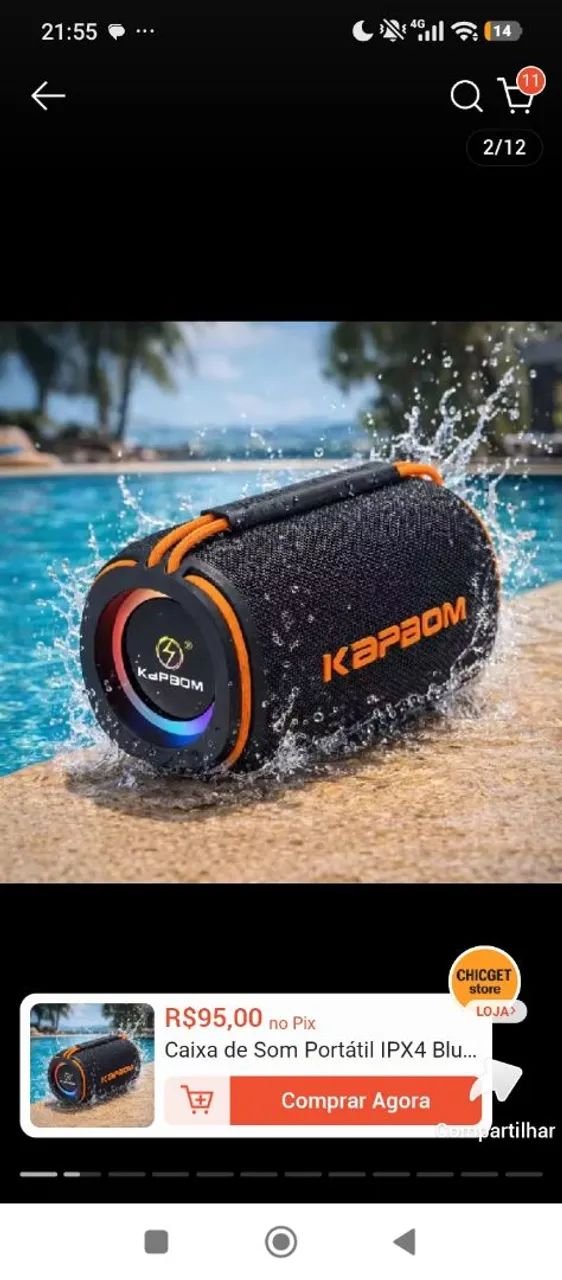 Caixa de Som Portátil Bluetooth KAPBOM - Foto 3