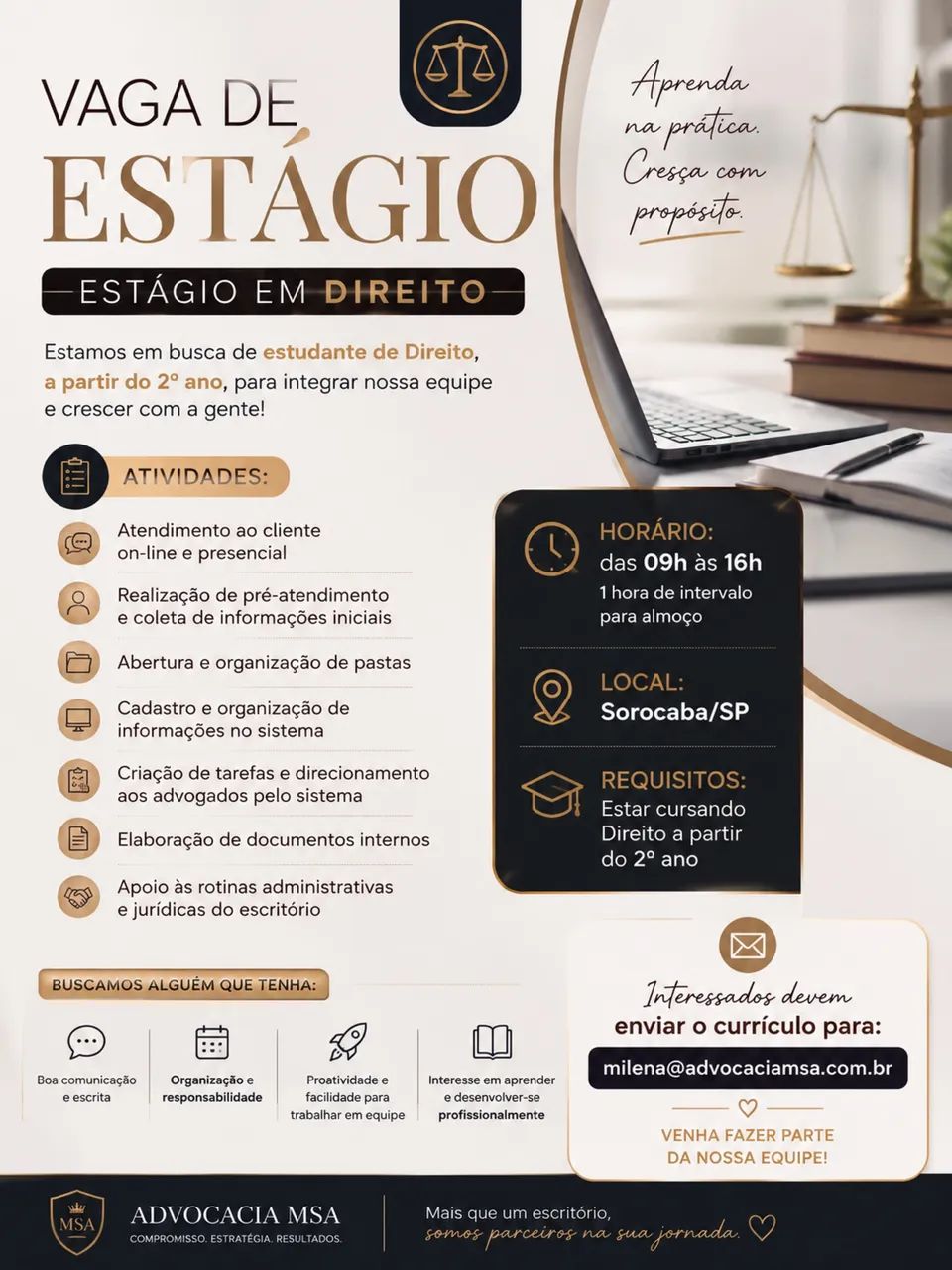 Estágio de direito - Advocacia MSA