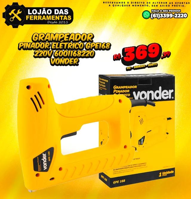 Grampeador Pinador Elétrico GPE168 220v 6001168220 Vonder