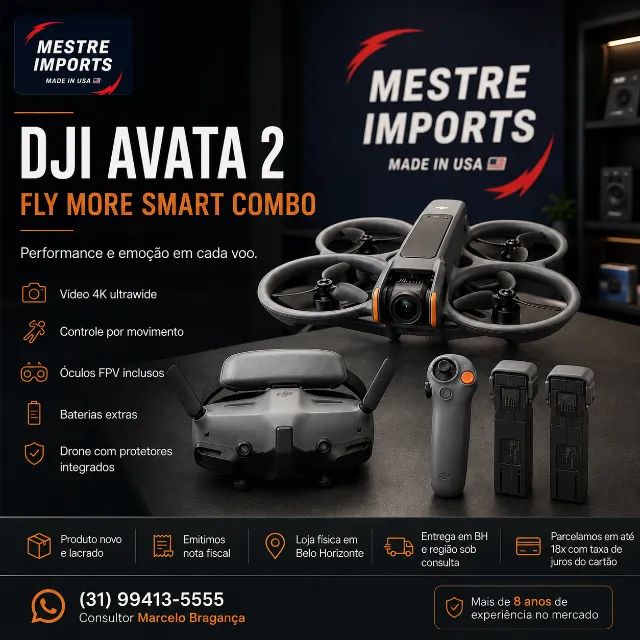 DJI Avata 2 Fly More Smart Combo Novo Lacrado